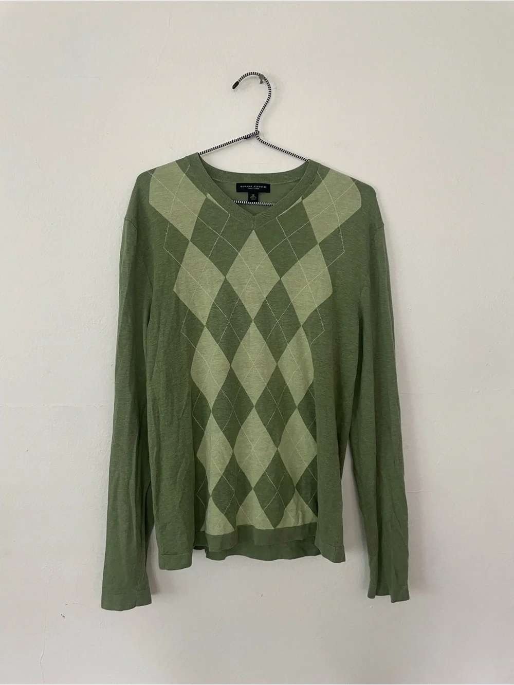 Banana Republic Argyle Silk/Linen Crewneck Sweater